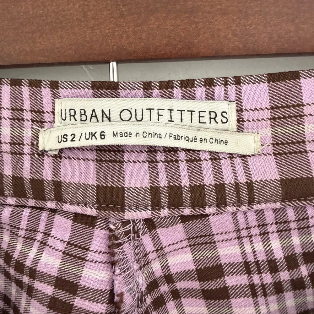 Urban Outfitters Purple Plaid zippered pants | cigarette style pants size 2